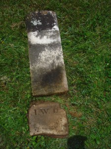 JEFFERSONVILLE CEMETERY DAUGHERTY Isaac W 1828-1856 unreadable