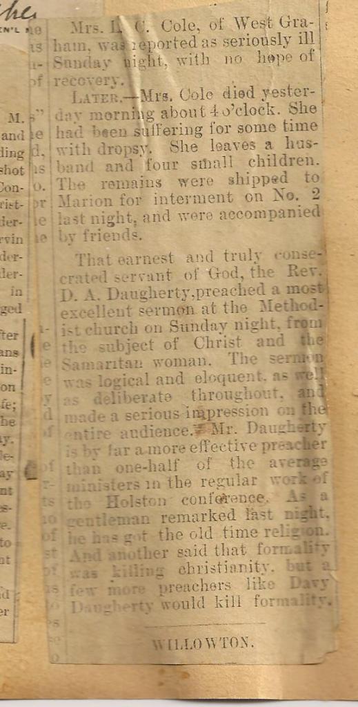 OBITUARY Unrelated David A Daughtery Minister